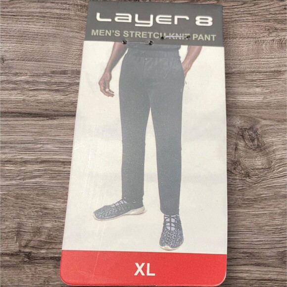 Layer 8 Pants Mens XL  Black  Athletic Jogger Sporty Stretch Knit Pant MSRP $48 - Picture 3 of 16